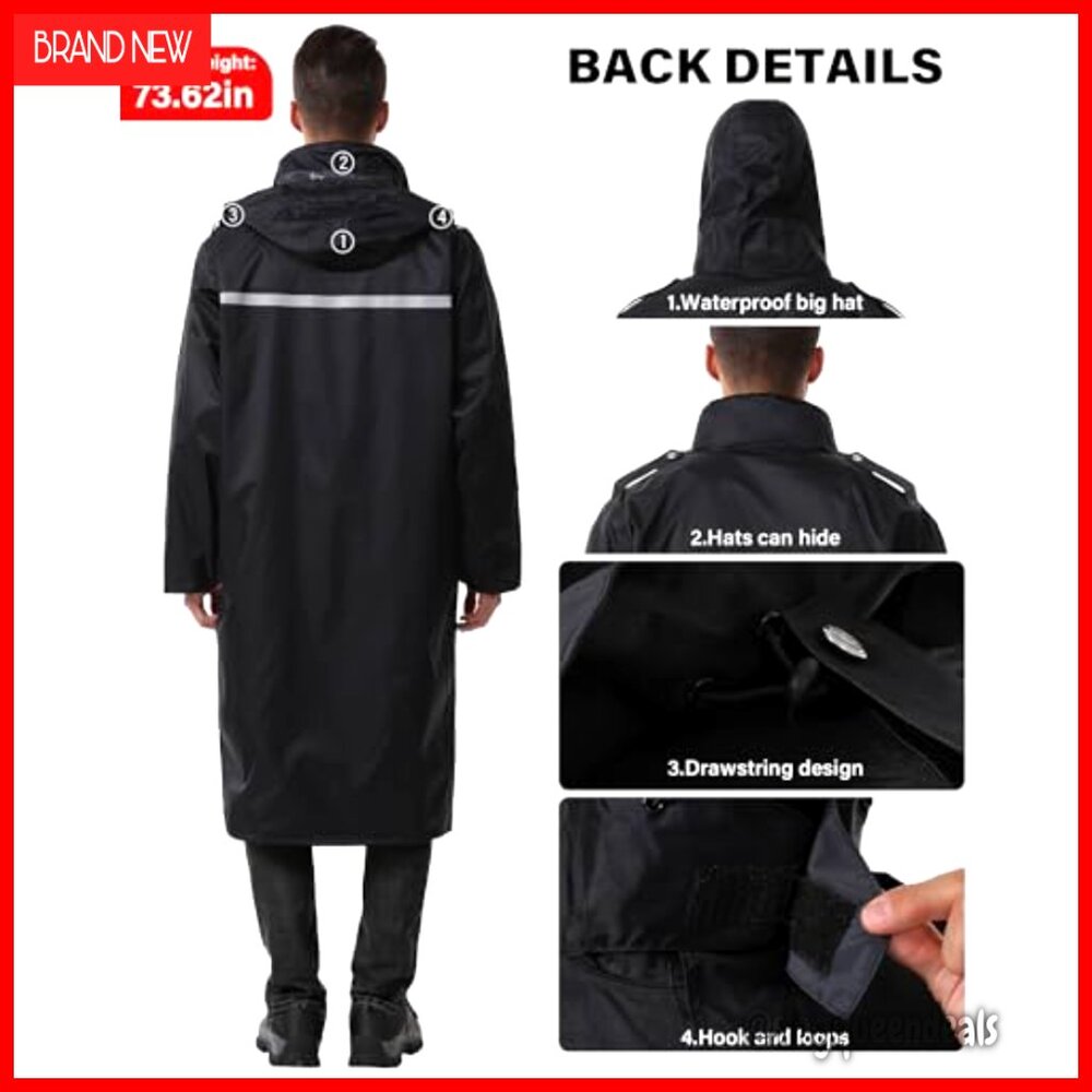 Waterproof Long Rain Jacket Lightweight Packable … - image 5